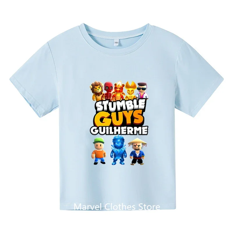 Stumble Guys Camiseta Para Crianças Meninos Meninas Harajuku Camisa Dos Desenhos Animados Camisetas Engraçadas Quarta-feira Stumble Guys Roupas Infantis