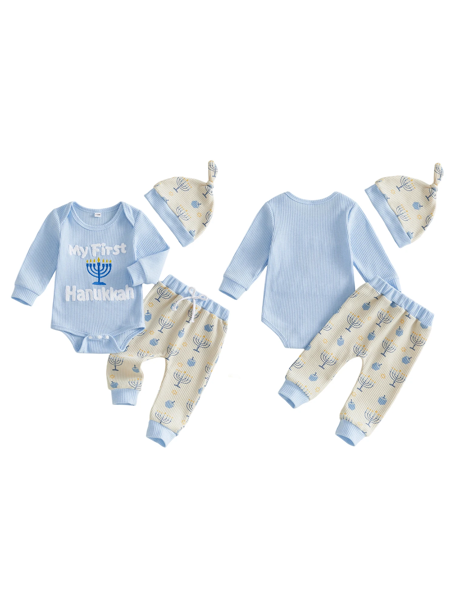 Outfits Long Romper Sleeve Romper With With Baby-Boy-Hanukkah Romper-With-Candle Baby Boy Premium Baby Boy Hanukkah
