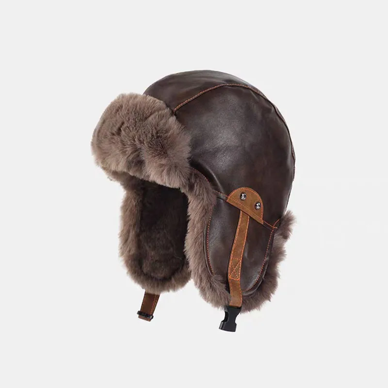 Kunstpelz Bombermütze Herren Skimütze Wintermütze Damen Verdickte warme Gehörschutzhüte Retro Pilotenhüte Klassische Reitmütze Tramp®
