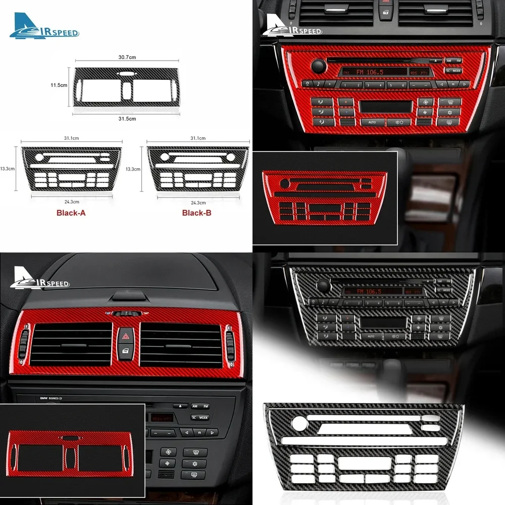 

Наклейка из настоящего мягкого карбона для BMW X3 E83 2004-2010, декоративная накладка на консоль кондиционера и приборную панель