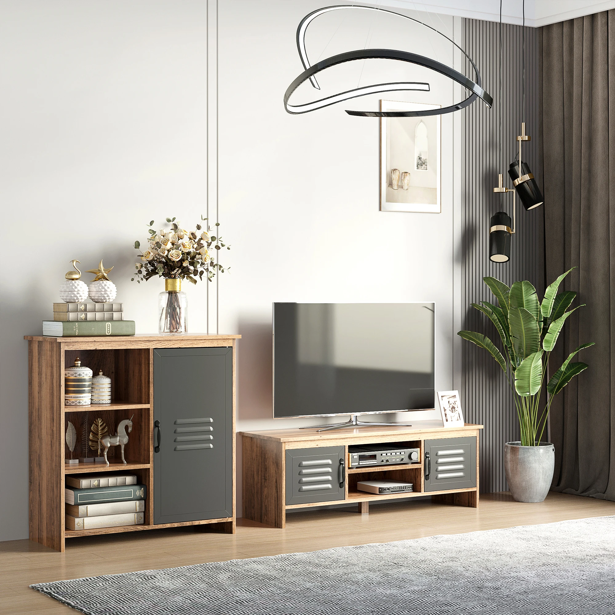Homcom Verstelbare Plank Metalen Deur Met 3 Open Planken