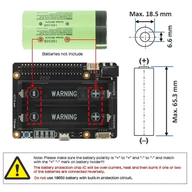 Glow Pi UPS HAT, X728 V2.5 Power Mangement Board Or Raspberry Pi 5 /4B/3B+/3B