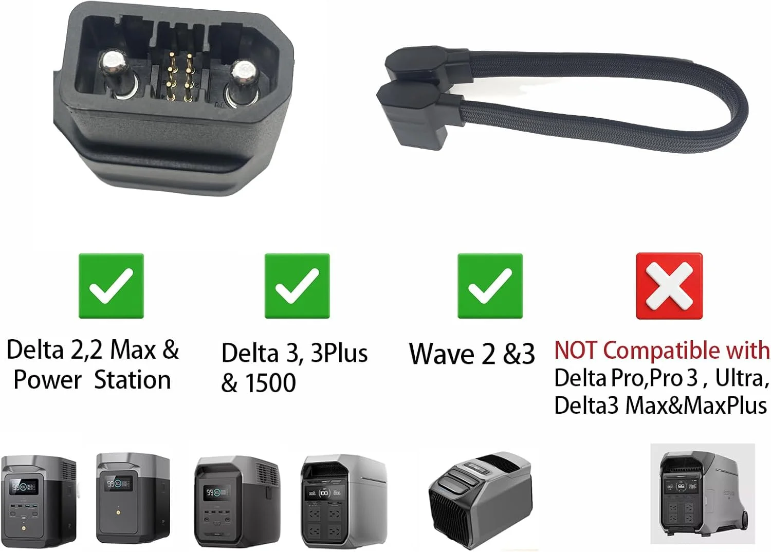 EcoFlow EcoFlow Extra Battery Connection Cable Compatible with Delta Max, Delta 2, Delta 3 (Plus/1500)