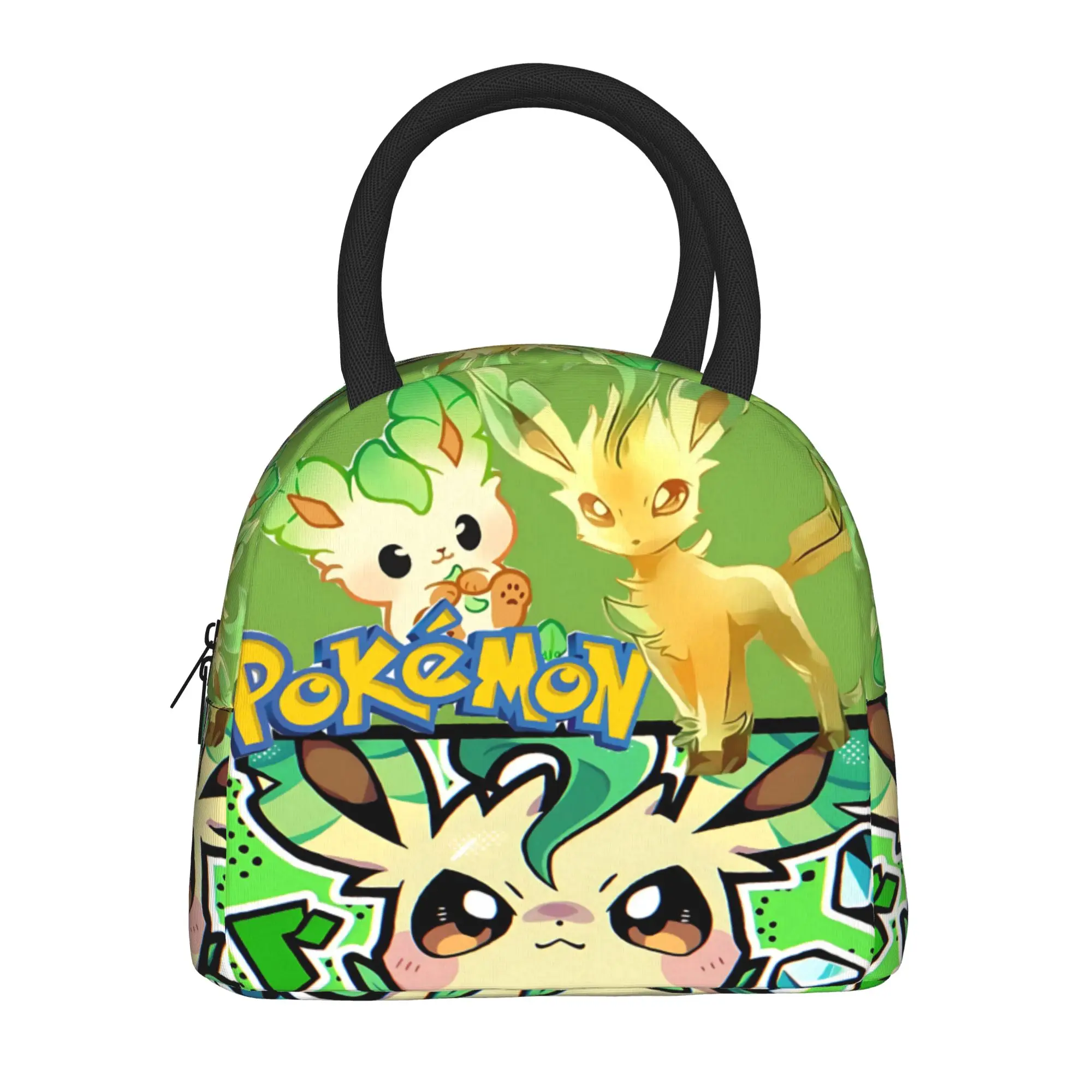 Pokemon Leafeon Eeveelution Print Handbag Insulated Lunch Bag Insulation Bento Pack Rice Bag  bolsa Student Bento Lunch Handbag