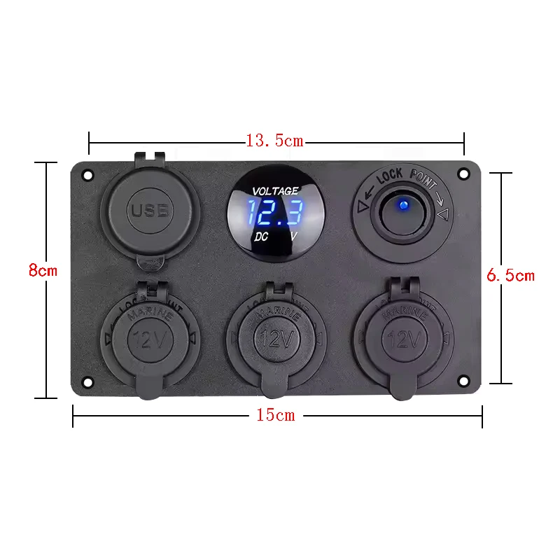 12V Multi Panel Cigarette Lighter Socket Power Cigar Jack Plug 4.2A USB Charger Voltmeter Switch Board for Truck Camper Marine