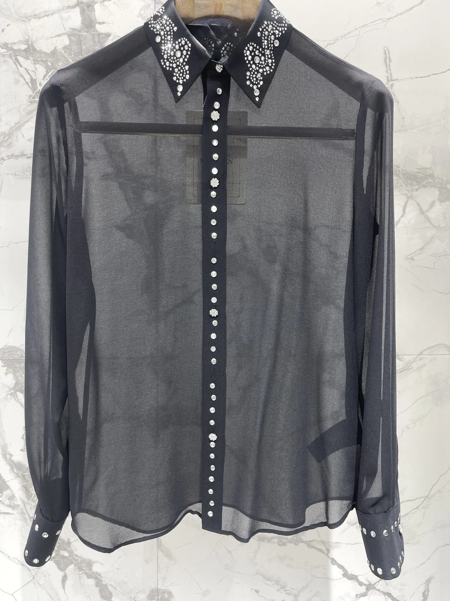 

Ele Slimming Long Sve Women's irt Faionable See tough Heavy Embellied Collar irt Sli Versatile irt