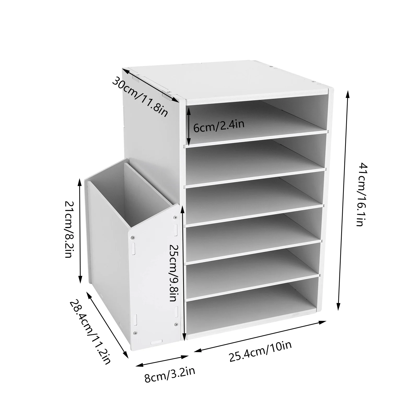 6 Tier Adjustable Countertop Mail Sorter, Literature Organization Paper Storage Slot, Office Desk File Organizer