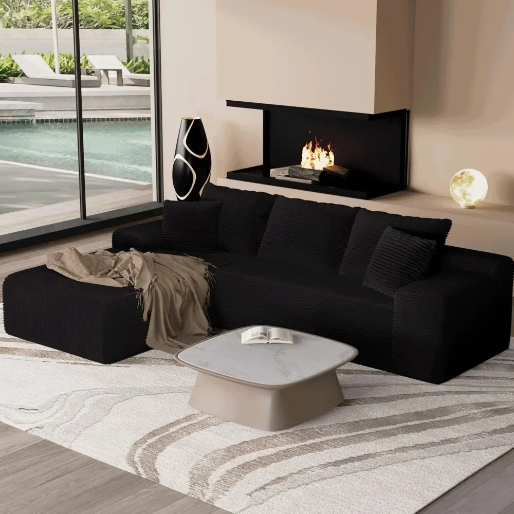 new Modern 3-Seater L-Shape Sectional Sofa with Chaise, Deep Seating Cloud Comfort Couch for Living Rooms