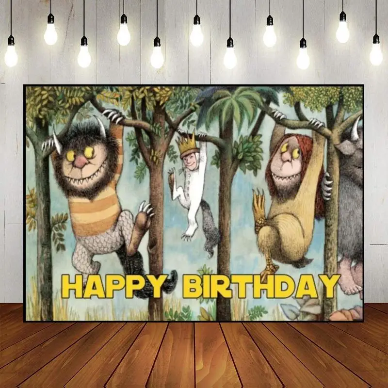 Where The Wild Things King  Jungle Monsters Custom Birthday Backdrop Banner Background Photo Party Decoration Baby Shower Studio