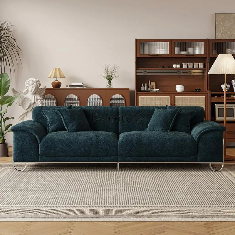 

Vintage French Nordic chenille fabric sofa three-seater sofa living room