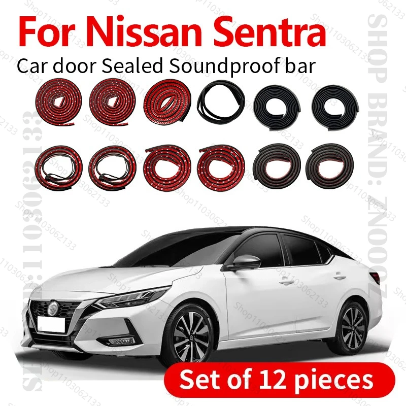 Car Door Seal Strip Rubber Double Layer Sealing Protector Soundproof Seal Dustproof Seal Strip 12PCS For 2006-2025 Nissan Sentra