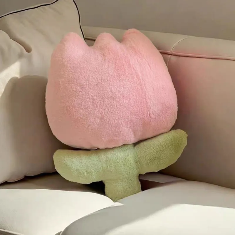 Ins Tulip Flower Embrace Pillows Nordic Living Room Sofa Cushion Decoration Home Bedside Car Backrest Office Chair Decor