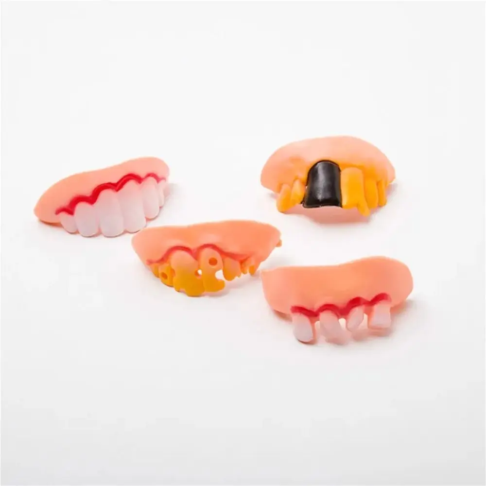 Denture Gags Funny Dentures Shocker Rubber Fake Denture Teeth Trick Toy Scary Ugly Teeth Halloween Decor Prop