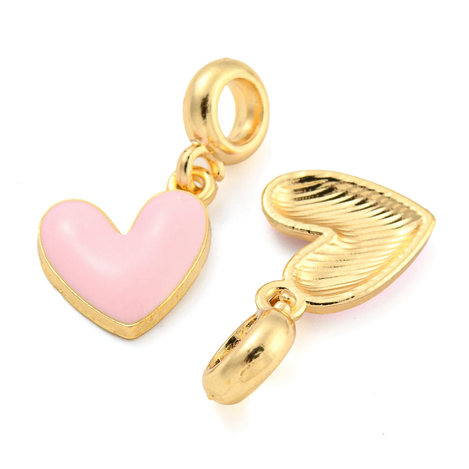 100Pcs Alloy Enamel Heart European Dangle Charms Large Hole Pendants for jewelry making DIY Bracelet Necklace Decor Accessories