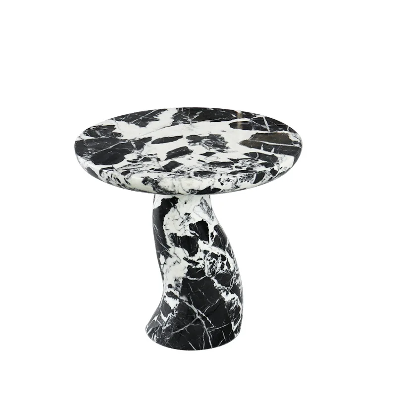 

Modern simple sofa side table, natural marble round small coffee table