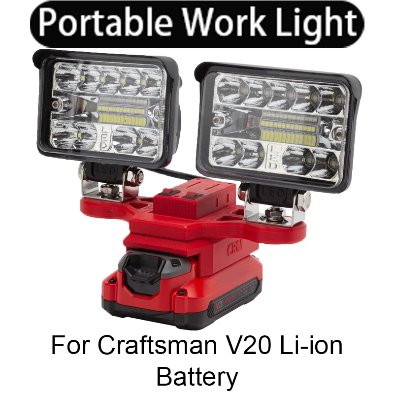 LED Work Light  For Craftsman 20V Li-Ion Battery-(5600LM) 2head Familiale Camping Outdoor Travel Light