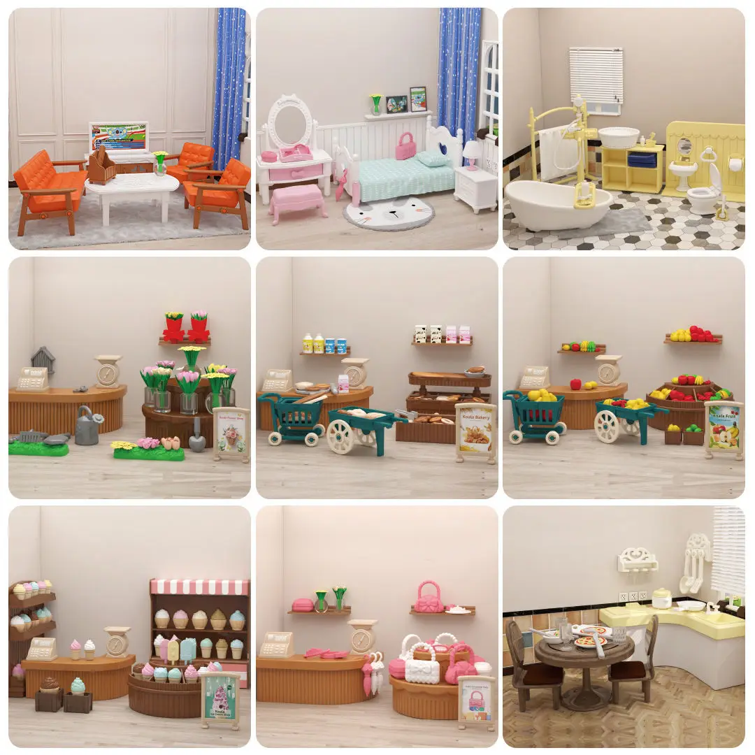 Miniatuur Meubels Familie Speelgoed Poppenhuis Livingroom Badkamer Keuken Klaslokaal Set Doen Alsof Creatieve Ideeën Kinderen Speelgoed Cadeau