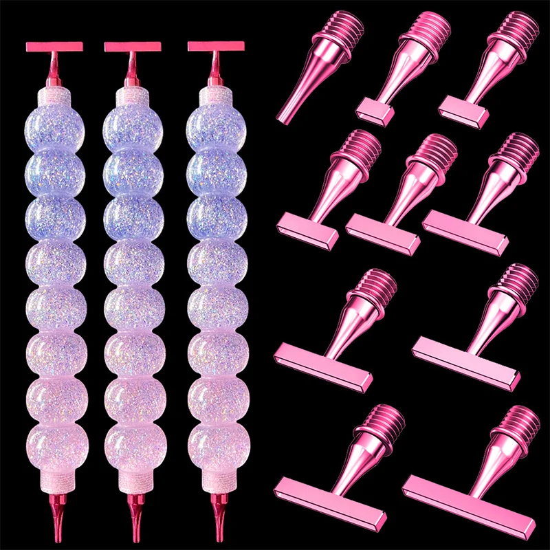 DIY Diamond Painting Pen Purple Pink Embroidery Threaded Dot Drill Tool Multifunctional Metal Screw Thread Tips Accessories