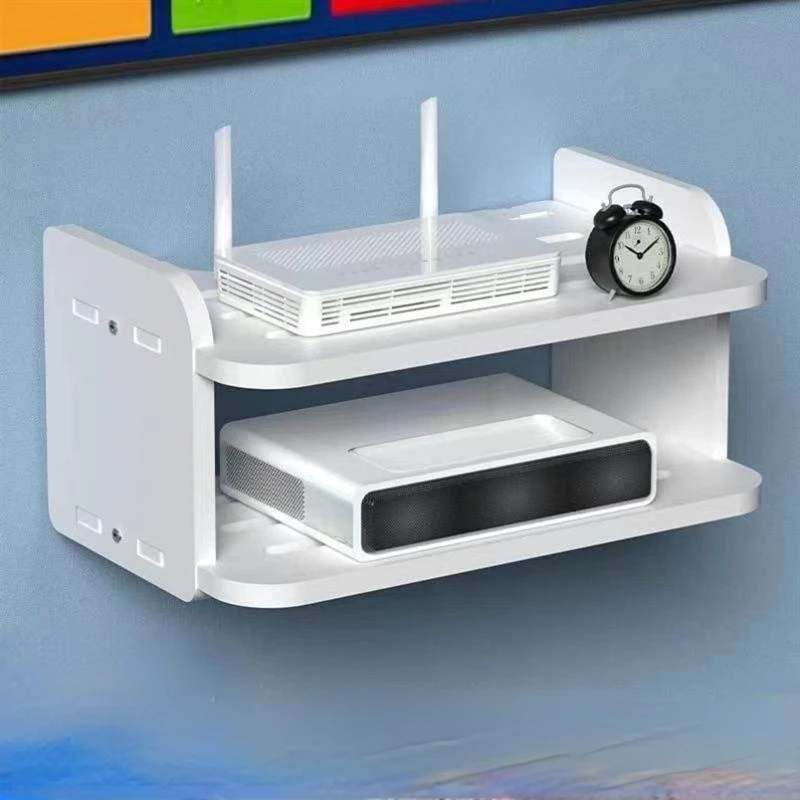 Wall-mounted Shelf for Home and Office Organization Plastic Storage Box for Router and TV Box Organizador