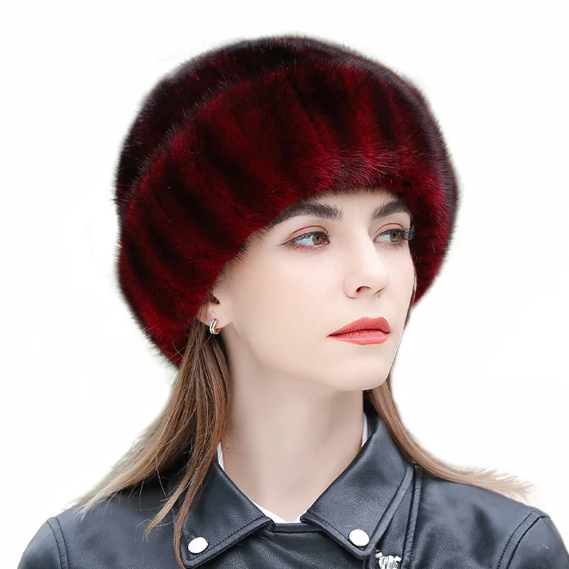 

Ladies Fur Hat 2022 Winter Fluffy Mink Fur Russian Fur Hat Women's Headband Outdoor Winter Hat Earmuff Ski Cap Warm Bucket Hat