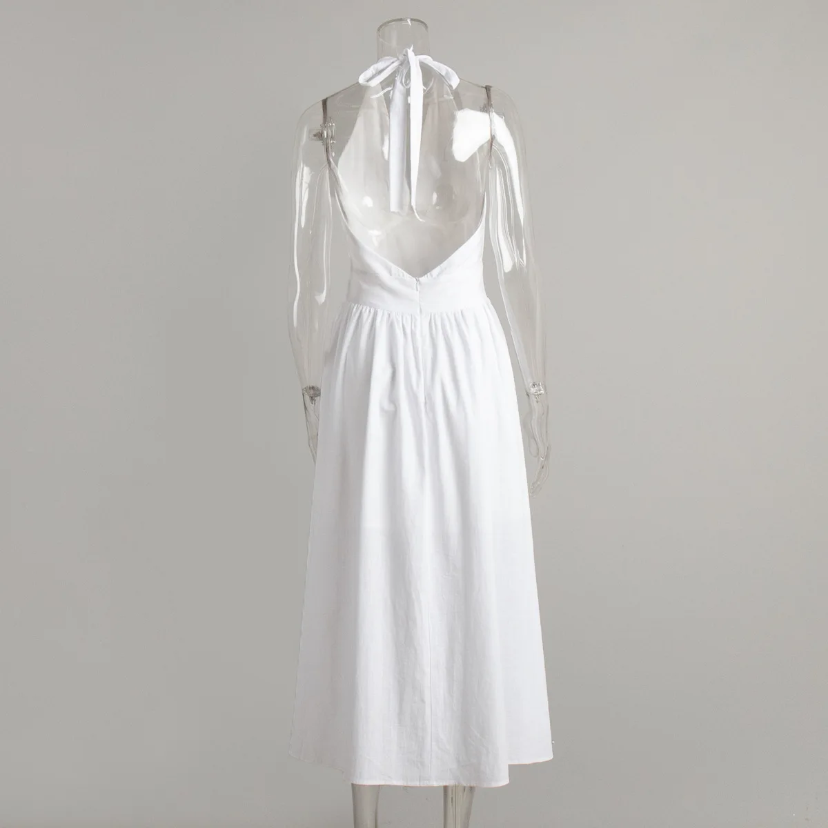 Sister Star Sommer Lässige Taille V-Ausschnitt Krawatte Lange Swing-Kleider Großhandel Bequeme einfarbige dünne Kleider mit hoher Taille