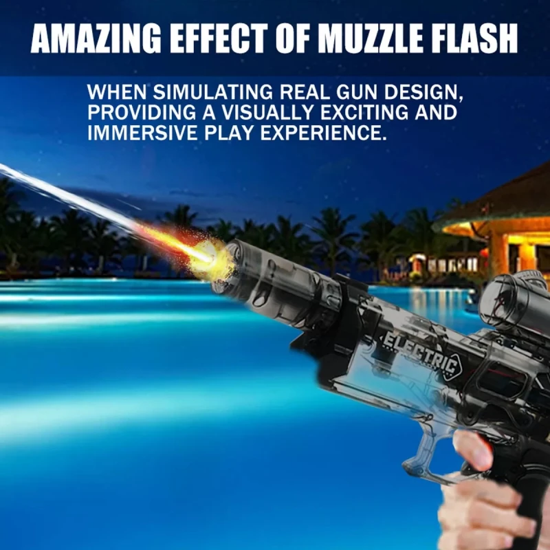 Flame Continuous Firing Electric Water Gun Toys Transparent High-pressure Bursts Strong Automatic Water Spray Guns Children Gift