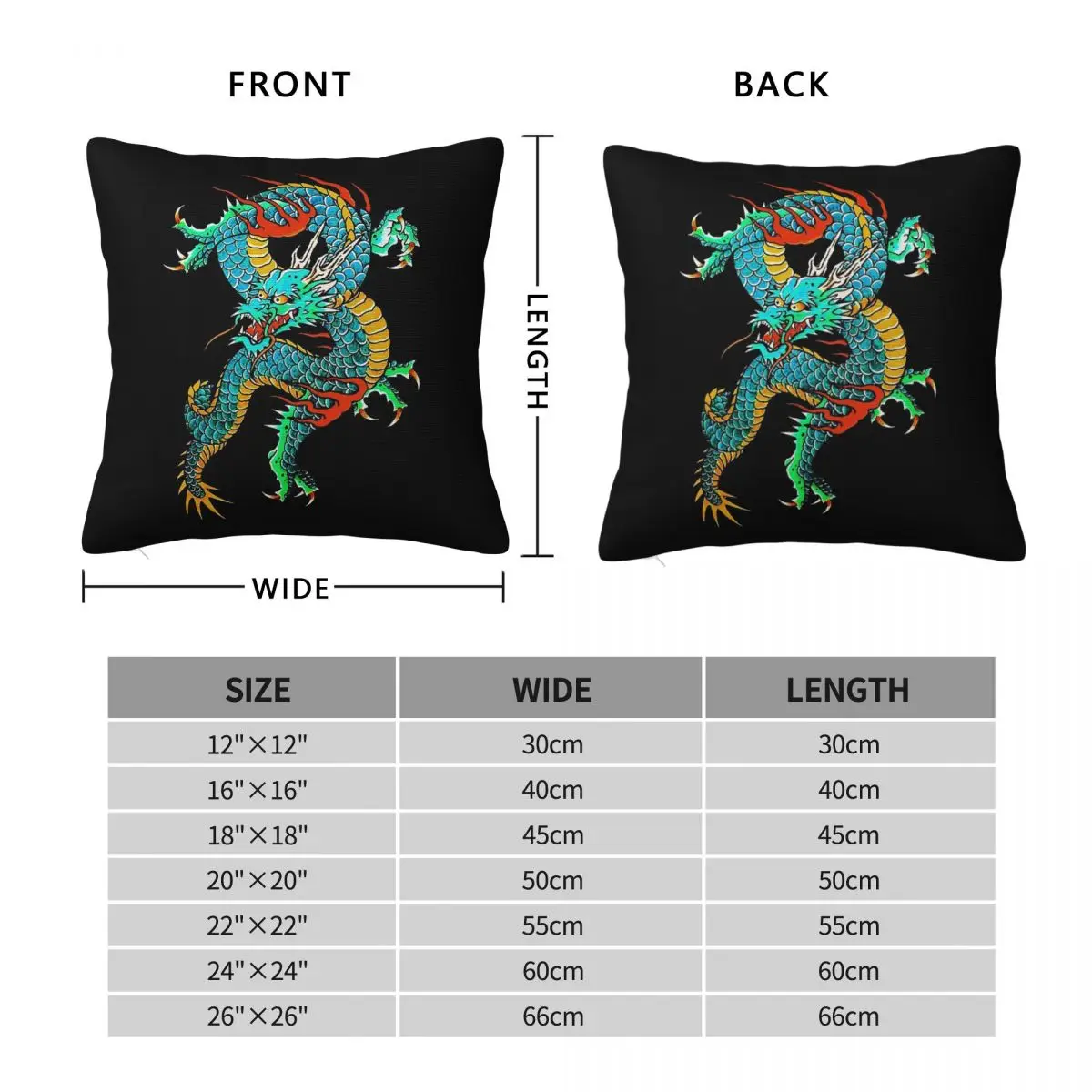 Blue Japanese Dragon Tattoo Pillowcase Polyester Linen Velvet Creative Decorative Pillow Case Sofa Seater Cushion Wholesale