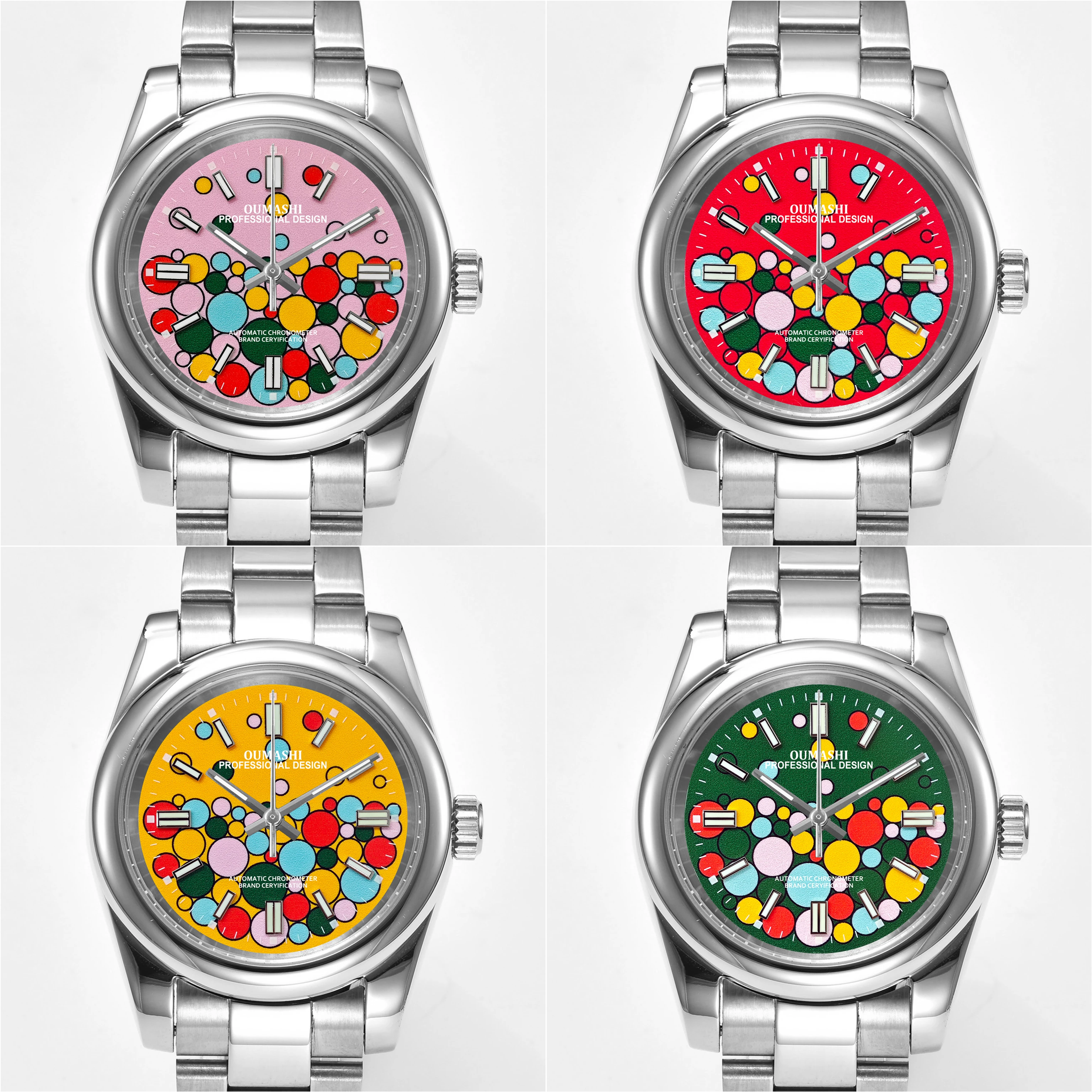 NH35 39/36mm OUMASHI Multicolored Balloon Men’s Casual Watch Sapphire Crystal 10atm Water Resistance