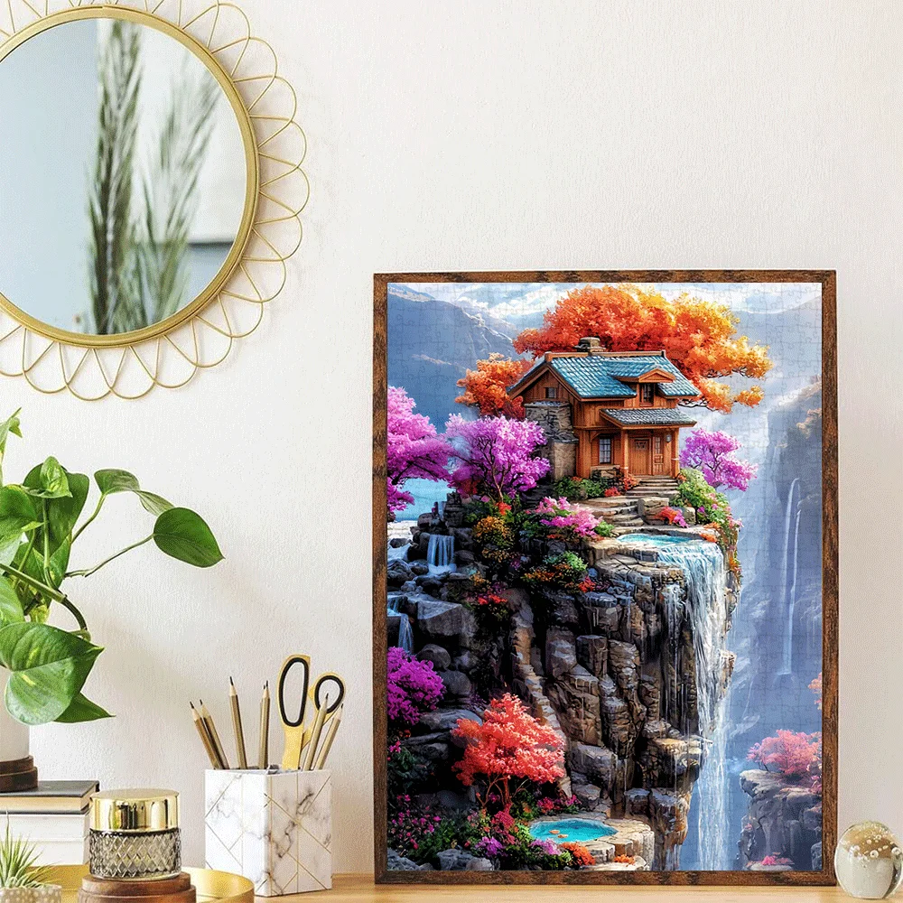 ファンタジー風、風景要素のペーパーパズル 1000ピース 大型パズル おもちゃ 大人向けゲーム ギフト 家族向けインタラクティブゲーム パズル DIY H