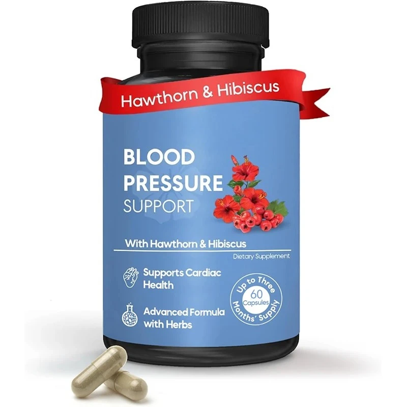 Hawthorn Berry, Hibiscus, Garlic, Olive Leaf Supplement - Supports Blood Circulation And Heart -60 Capsules