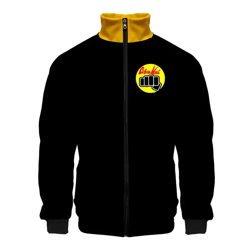 AAA 2025 nuevo programa de televisión caliente The Karate Kid Cobra Kai moda hombres cremallera sudaderas con capucha chaquetas 3D Stand Collar sudadera Tops niño Tracksu