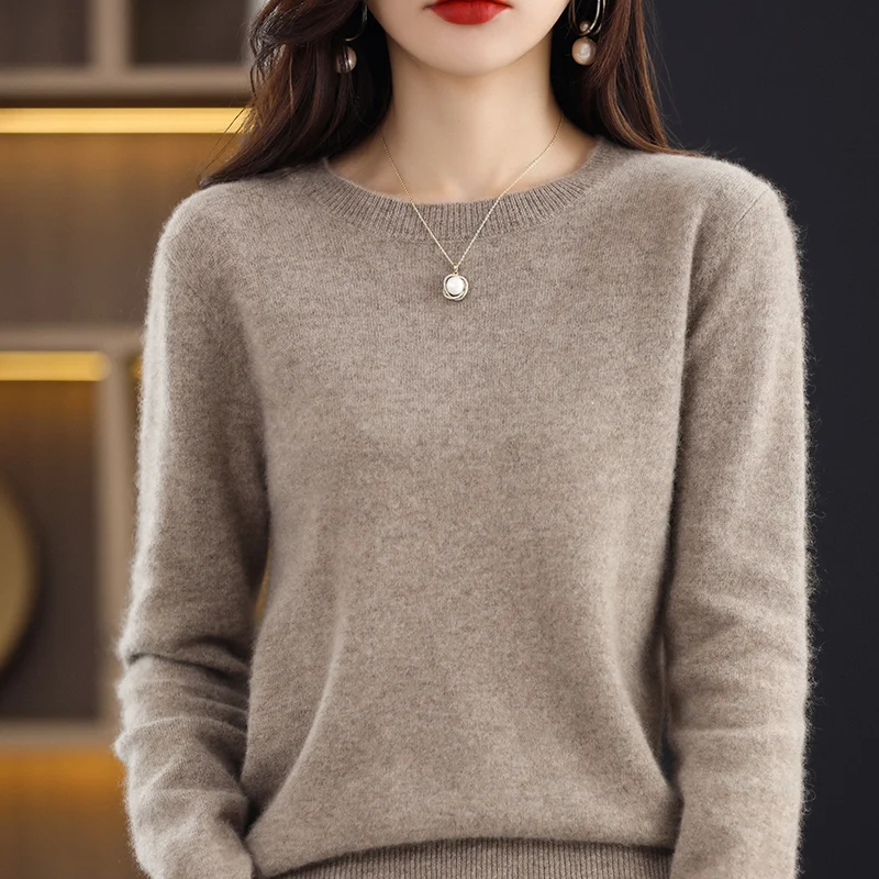 2023 Hot Sale Women Pullover 100% Pure Cashmere Sweater Autumn Winter Long Sleeeve Basic For Female O-neck Casual Soft Shirt