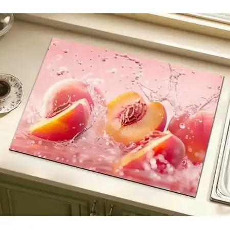Kitchen Sink Mat Slices of Fresh Green Lime Printed Absorbent Pad Splashing Liquid Water Droplets for Countertop