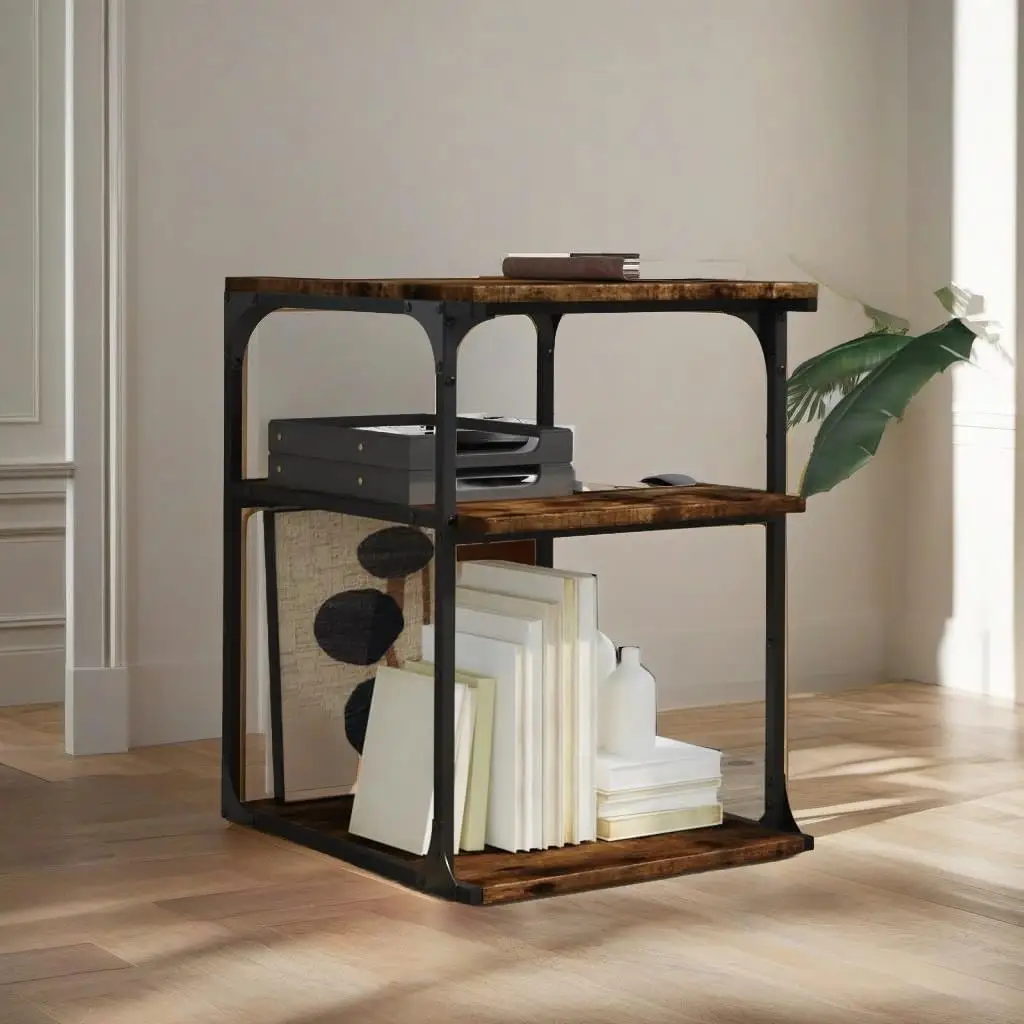 

3-Tier Smoked Oak Printer Stand – 16.9 x 18.9 x 25.2 Engineered Wood Storage Solution