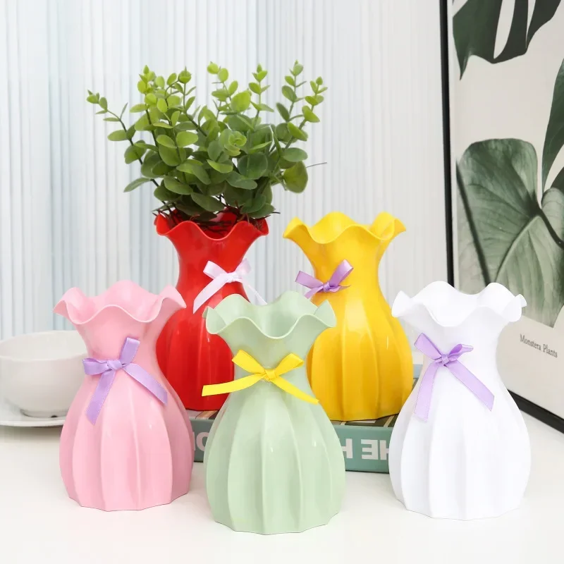 Plastic Vase Simulation Flower Dried Flower Flower Arrangement Living Room Dining Table TV Cabinet Decoration Mini Vase