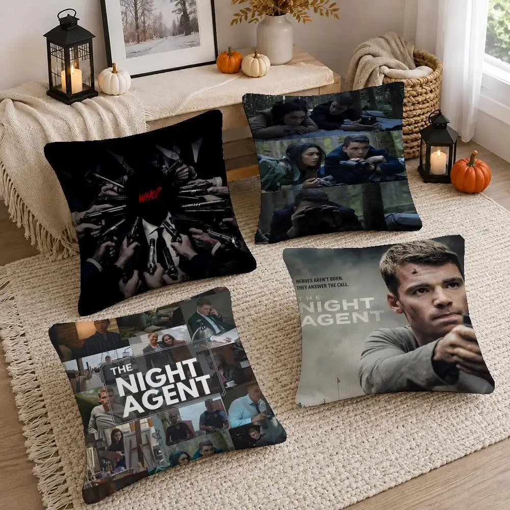 Hot Show The Night Agent Cushion Cover Short Plush Pillow Cover, Washable Wrinkle-Resistant for Sofa Bedroom Decor Gift