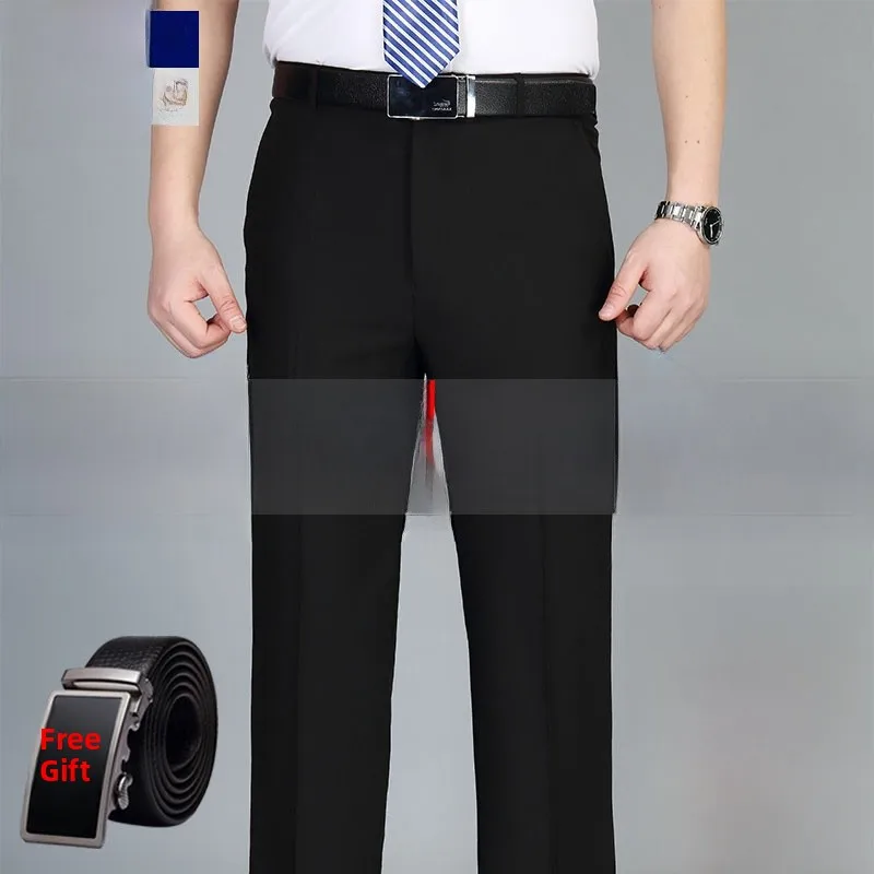 

Autumn Winter Men's Woolen High Waist Wide Leg Pants Thiened Casual Busin Trousers Straight Cut Street Sle Office Wear