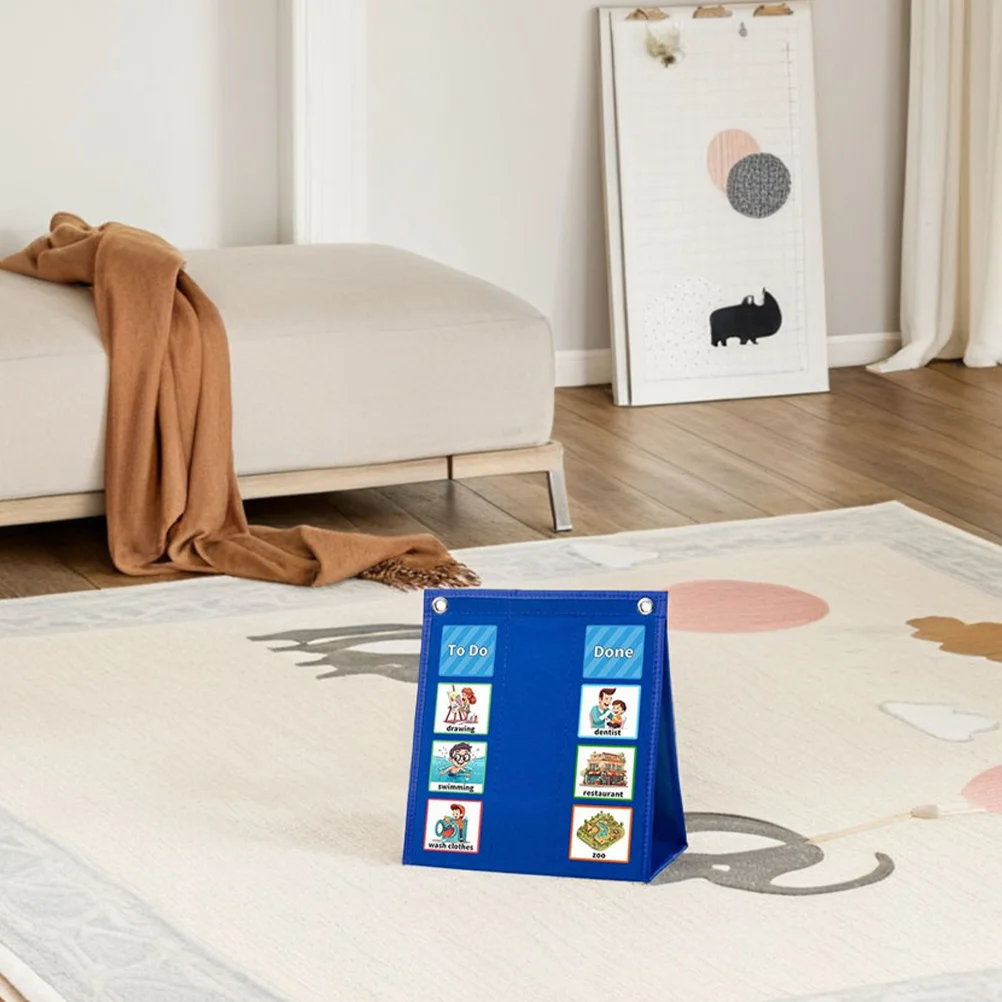 

1Set Kids Visual Schedule Board 2 in 1 Daily Routine and Chore Chart with Pockets Wall Hanging Learning Tool for Early Childhood