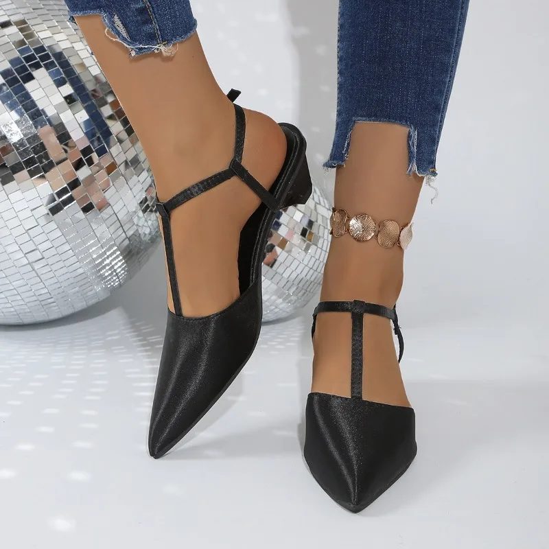 Baotou Sandals Summer New Pointed Thin Belt Triangle Heel Shoes Temperament Fashion Women's Shoes