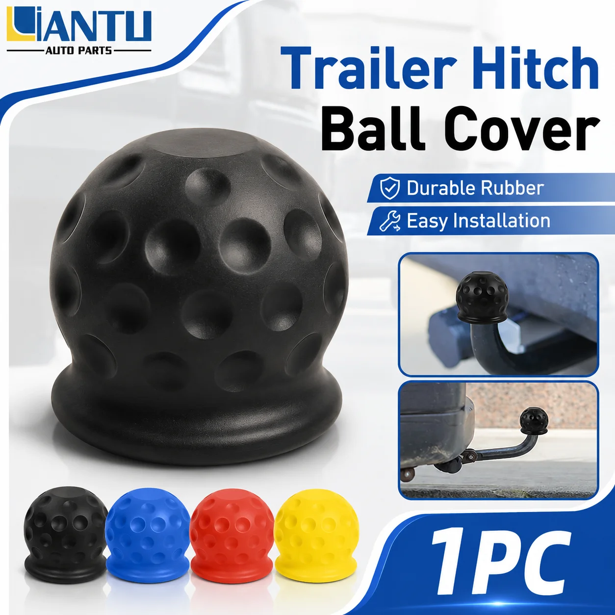 1PC Trailer Hitch Ball Cover Rubber Universal Tow Hitch Cap Protective Cover Dustproof Anti Rust Car Truck SUV Accessories