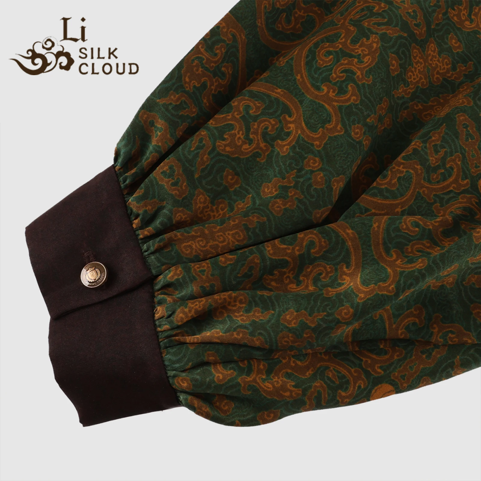 LI SILK CLOUD Xiangyunsha Long-Sleeve Outerwear -  100% Silk, Chinese Classic Style with Vintage Prints