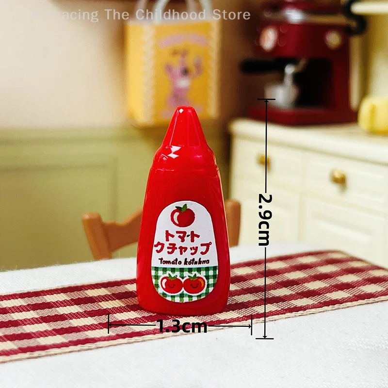 10 ชิ้น/เซ็ตตุ๊กตาบีบซอสมะเขือเทศขวด Miniature Jam Mini ซอสมะเขือเทศแกล้งทําเป็นเล่นอาหารสําหรับตุ๊กตาอุปกรณ์ตกแต่งของเล่น