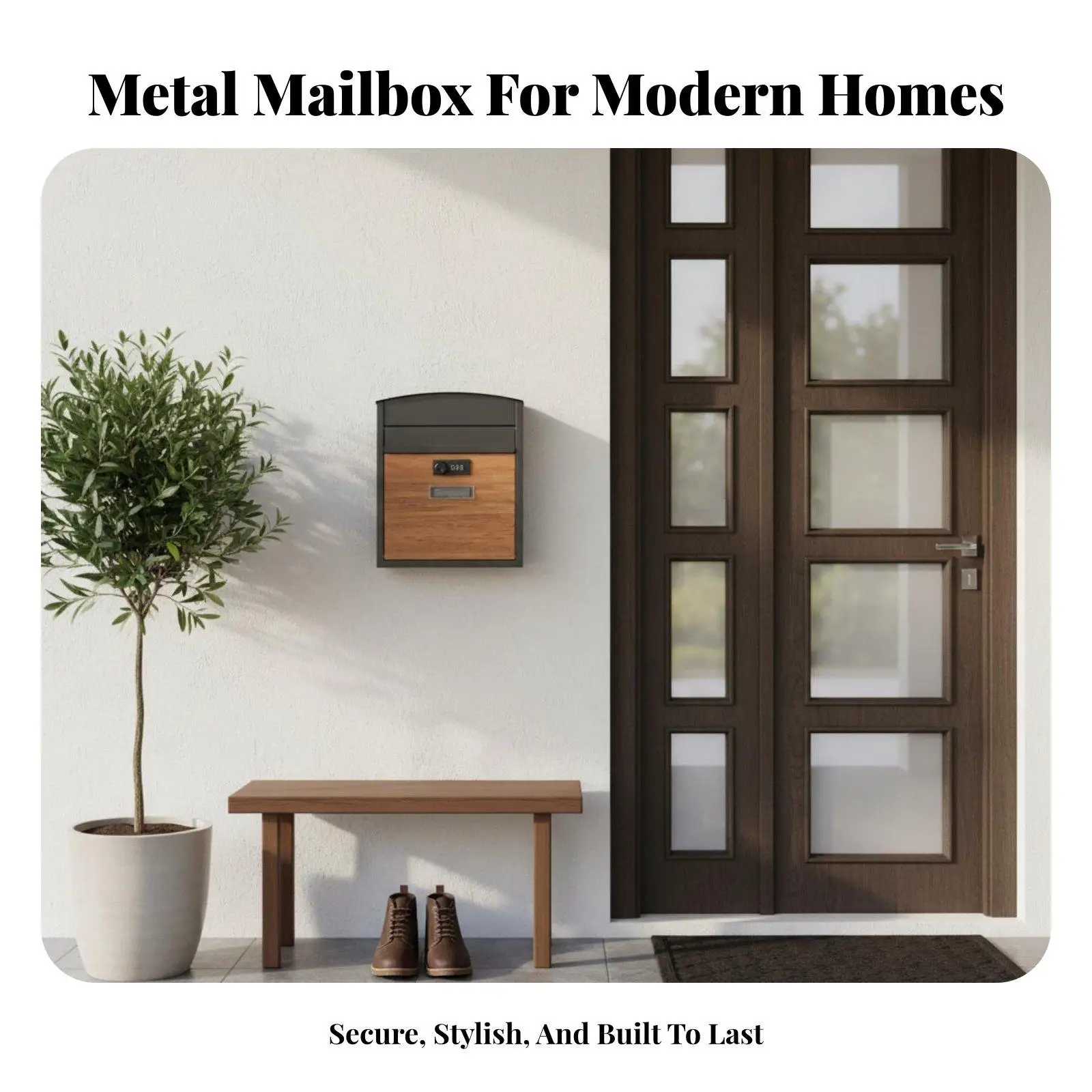 Secure Wall Mounted Post Box for Mail Storage with Pre Drilled Holes and Black Finish