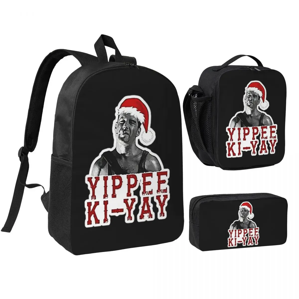 

Yippie Ki-Yay Die Hard Christmas Backpack Boys Girls BookBag School Bag Shoulder Bags 3ps Insulated Lunch Bag Pencil Case