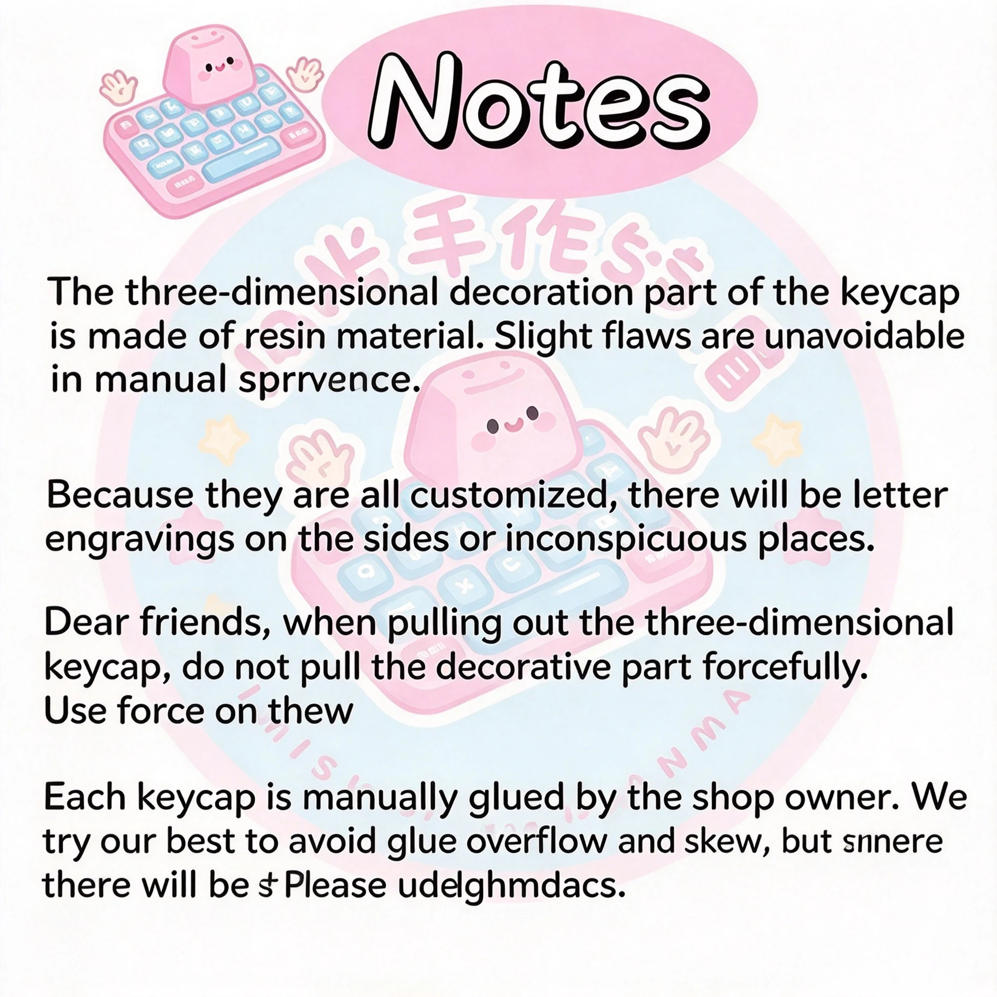 Kawaii Keycaps Original Pixel Little Bunny DIY Translucent Resin Keycaps Cross Switch Mechanical Keyboards Personalized Ins Gift