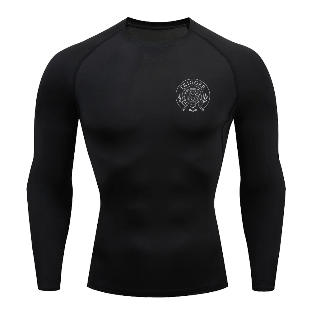 Long Sleeved Men's Gym Running Tight Fitting Men's Outdoor Training Jogging Shirt Quick Drying Shirt Warm Printed Classic Lightw