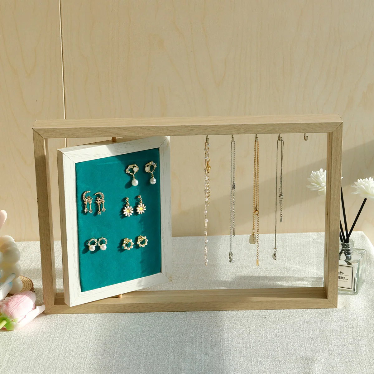 

Wood Frame Jewelry Earrings Display Rack Storage Rack Jewelry Display Board Product Photography Props Shop Counter Shows Rack