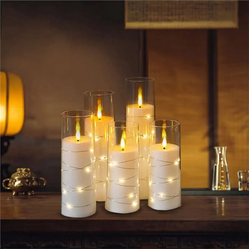 AWAH Lilin LED Tanpa Api Berkedip Dioperasikan dengan Baterai 5 Buah Untuk Dekorasi Rumah Suasana Romantis