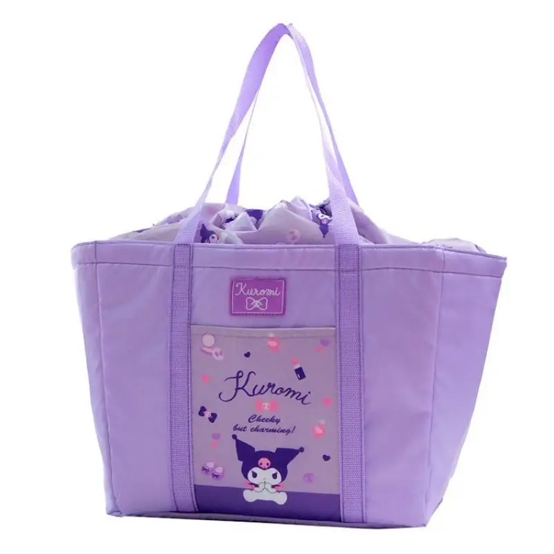 Kawaii Sanrio Hobby Kuromi My Melody Cinnamoroll Pochacco Cartoon Large Capacity Supermarket Shopping Bag Outing Cooler Bag