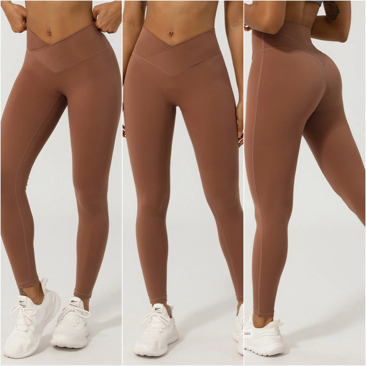 Women Yoga Leggings V Cross High Waist Gym Pants Seamless Spandex Fitness Workout Tights Quick Dry Butt Lifting Running Leggings